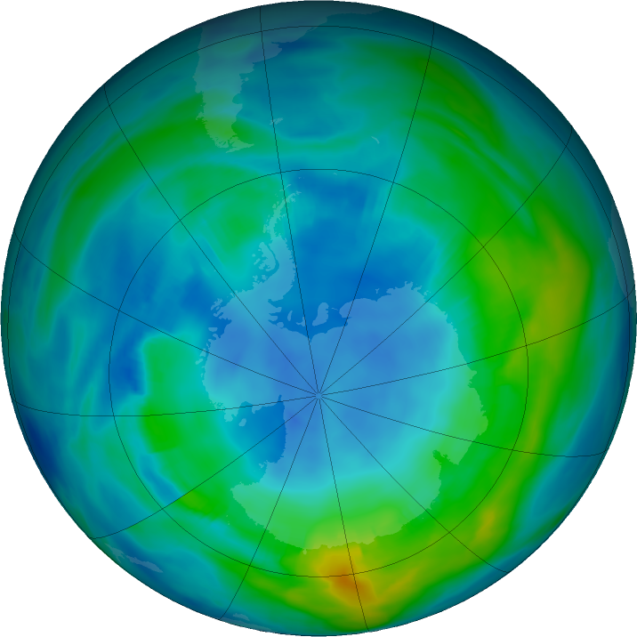 Antarctic ozone map for 02 May 2018